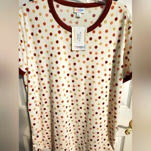 LuLaRoe Polka Dot Short Sleeve Tee - Cream and Red